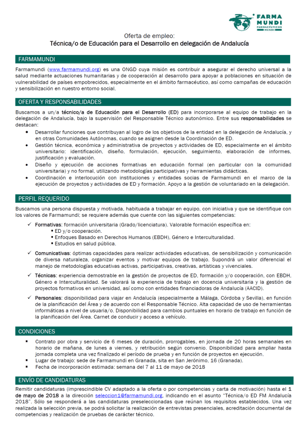 farmamundi oferta empleo